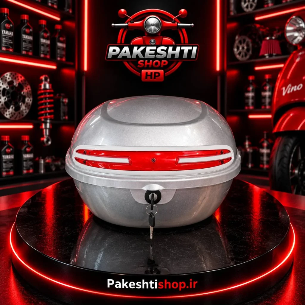 باکس موتور سیکلت مشکی با شب‌رنگ قرمز